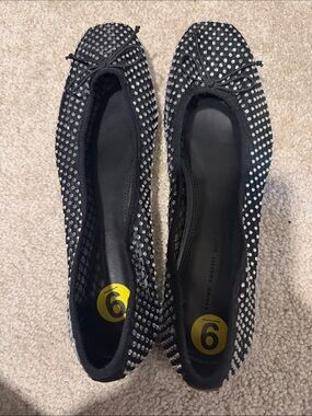 Design concept studio Black Rhinestone Ballet Flats with Bow - Women's Size 9